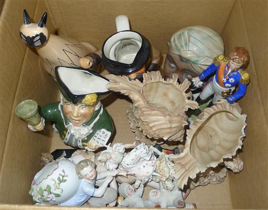 Colin Melbourne cat, German soldier figure, Bisque figures etc